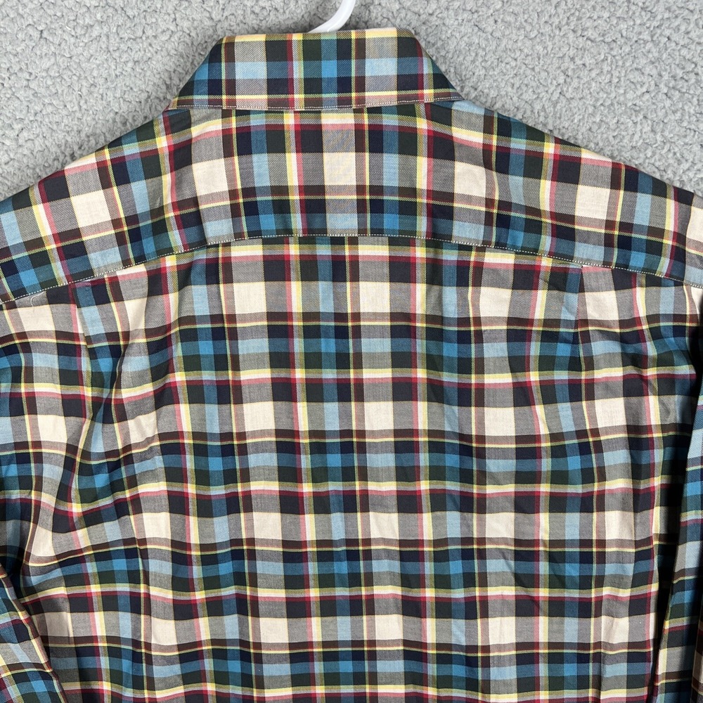 Hammer Made Dress Shirt Mens size 16.5 Multicolor Plaid Flip Cuff Colorful - Picture 7 of 13